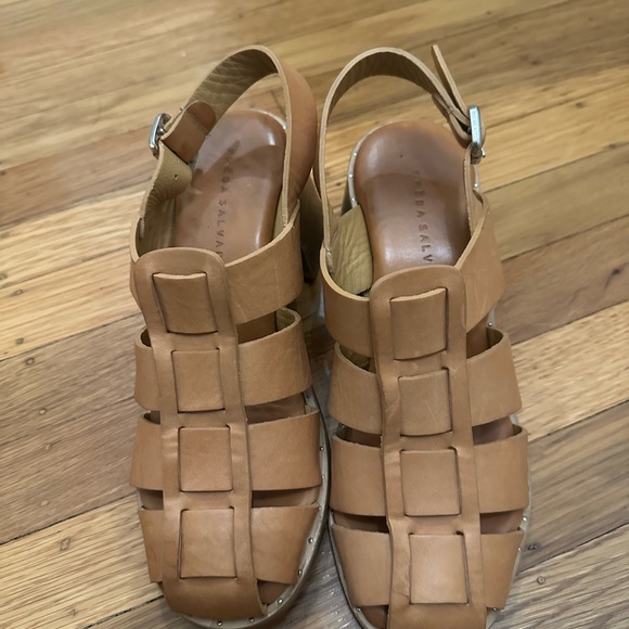 Freda Salvador Tan fisherman Sandals with Chunky Block Heel - Picture 2 of 7